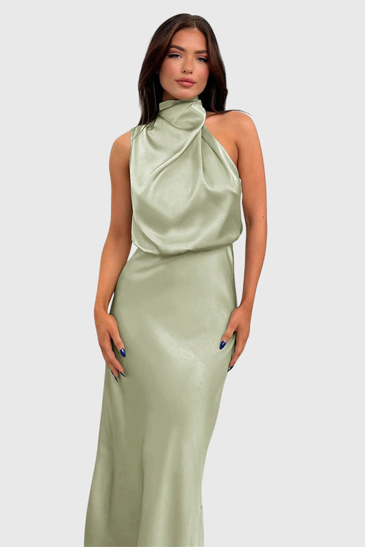 Ava™ | Glamorous Satin Halter Dress