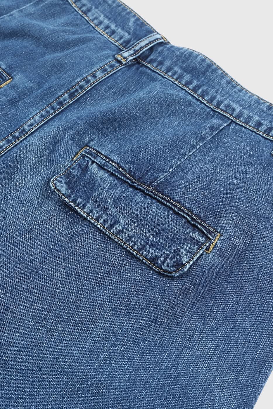 Shiying Pleated Wide Leg Denim Pants