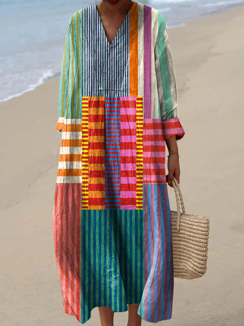 Chiara | Women's Vintage Geometric Pattern Art Print Dress