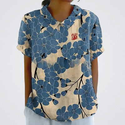 Alessandra | Blusa in lino floreale