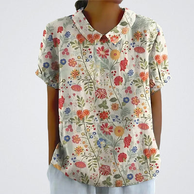 Alessandra | Blusa in lino floreale