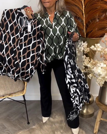 Trude™ | Casual Bluse med Lange Ermer og Elegant Mønster