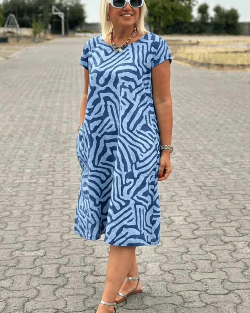 Karen™ - Summer dress with round neck and beautiful print