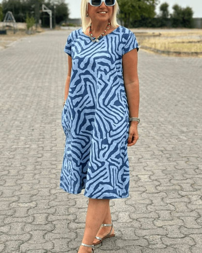 Karen™ - Summer dress with round neck and beautiful print