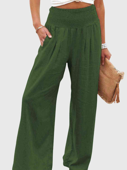 Jane | Full Size Smocked Waist Wide Leg Pants