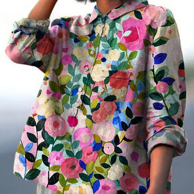 Kiara™ | Stilig Løs Passform Blomstrete Bluse
