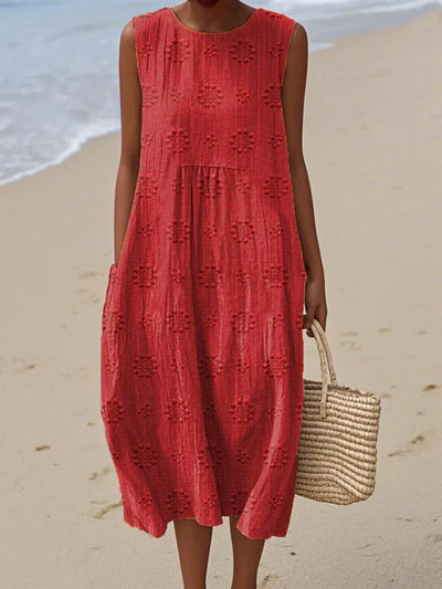 Cathy™- Elegant Sleeveless Cotton Dress with Pockets
