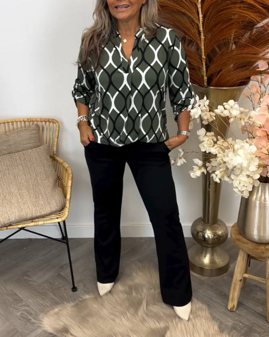Trude™ | Casual Bluse med Lange Ermer og Elegant Mønster