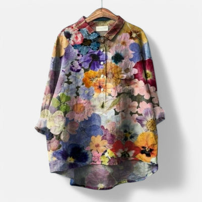 Kiara™ | Stilig Løs Passform Blomstrete Bluse