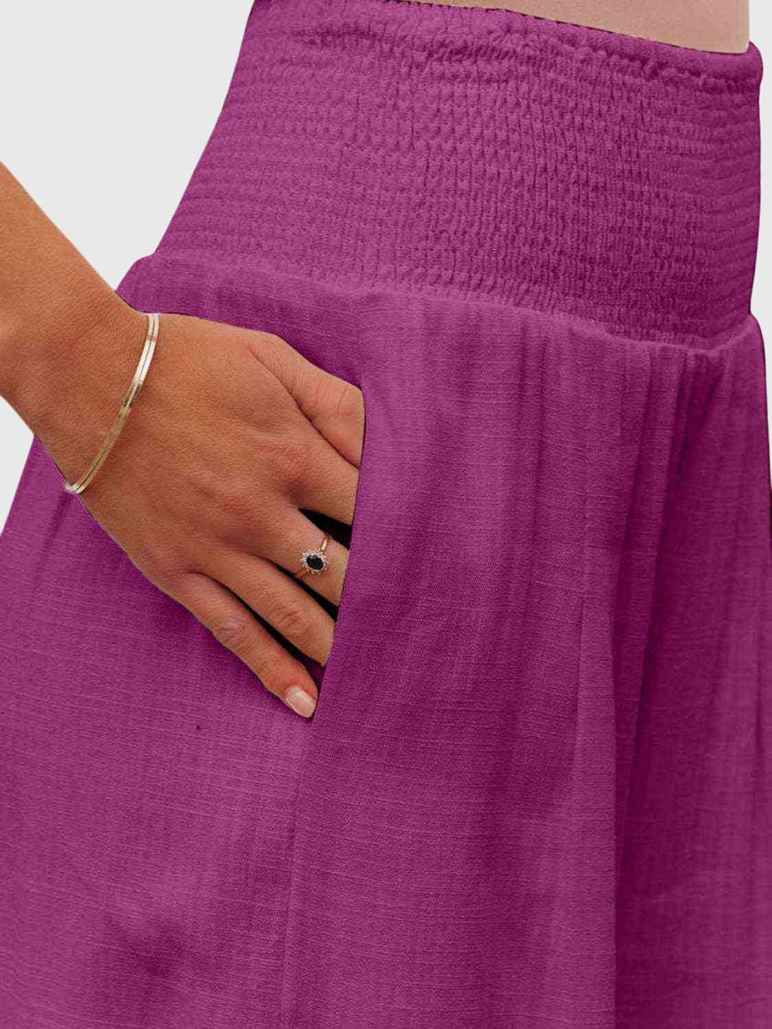 Jane | Full Size Smocked Waist Wide Leg Pants