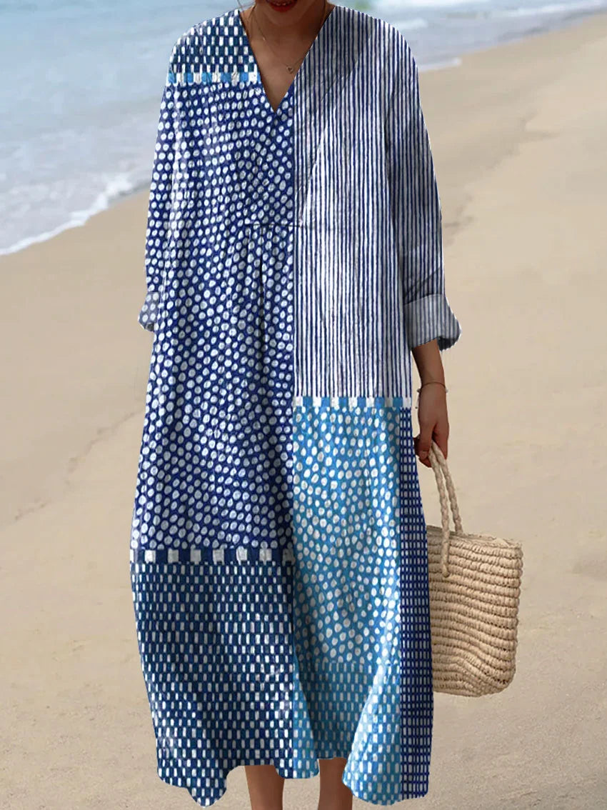Chiara | Women's Vintage Geometric Pattern Art Print Dress