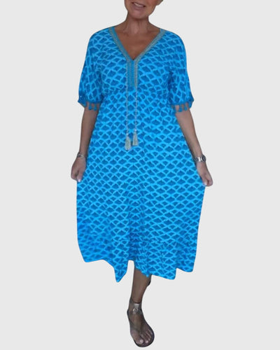 V-neck casual dress with print