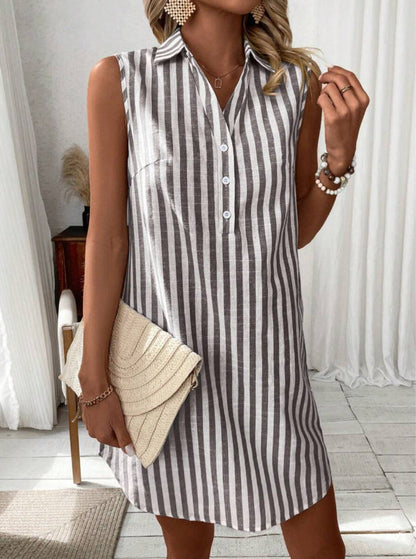 Annie™ | Elegant Striped Shirt Dress