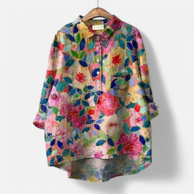 Kiara™ | Stilig Løs Passform Blomstrete Bluse