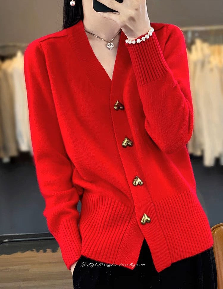 Louise™ | Cardigan Élégant avec Boutons Cœur