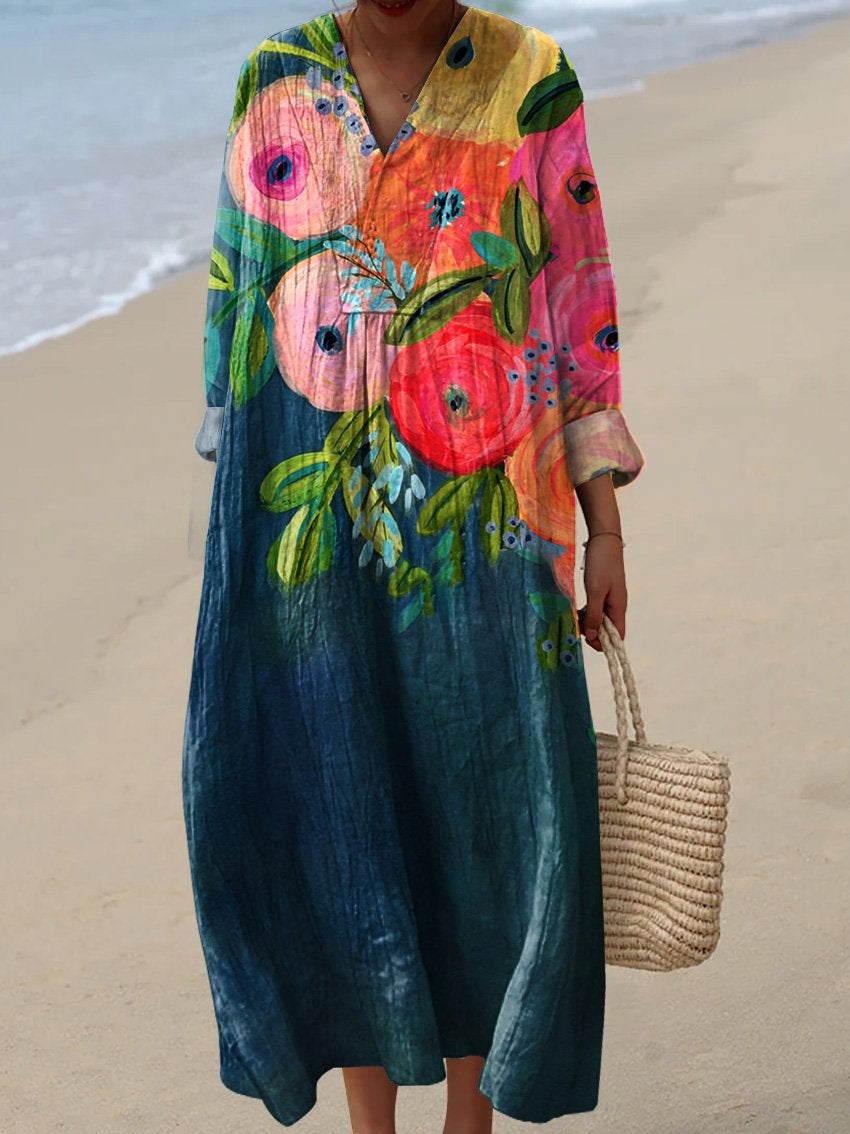 Bente – Løst skåret Boho-maxikjole