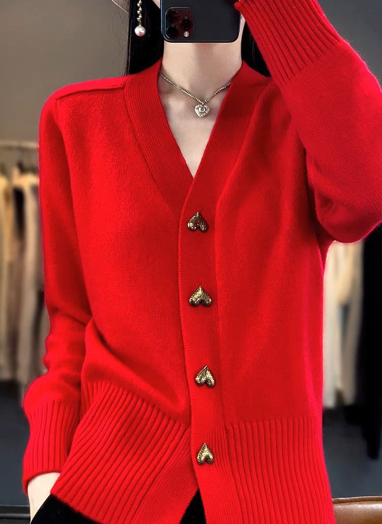 Louise™ | Cardigan Élégant avec Boutons Cœur