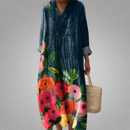 Poppy | Watercolor Floral Cotton Maxi Dress