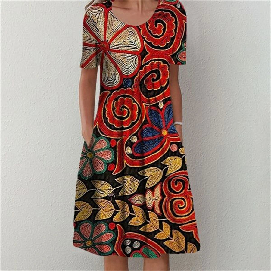 Vestido elegante feminino casual temperamento vestido feminino manga curta vestidos soltos férias de fim de semana