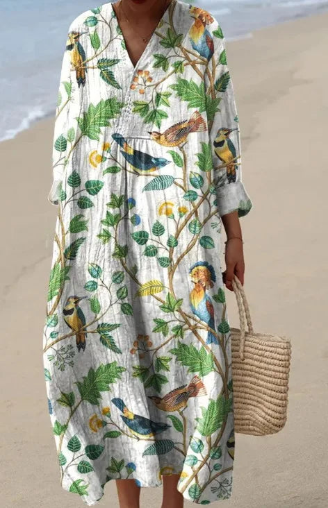 Bente – Løst skåret Boho-maxikjole