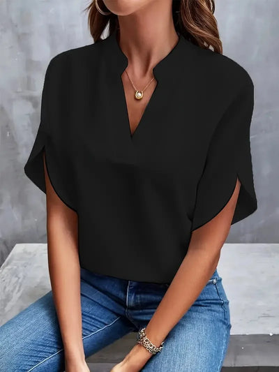 Annemie | Stilig V-Hals Flytende Bluse