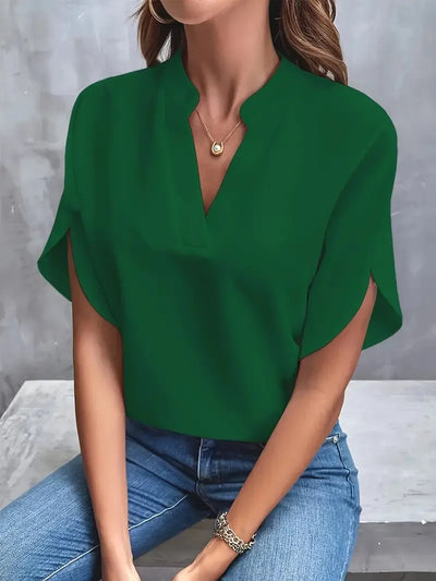 Annemie | Stilig V-Hals Flytende Bluse
