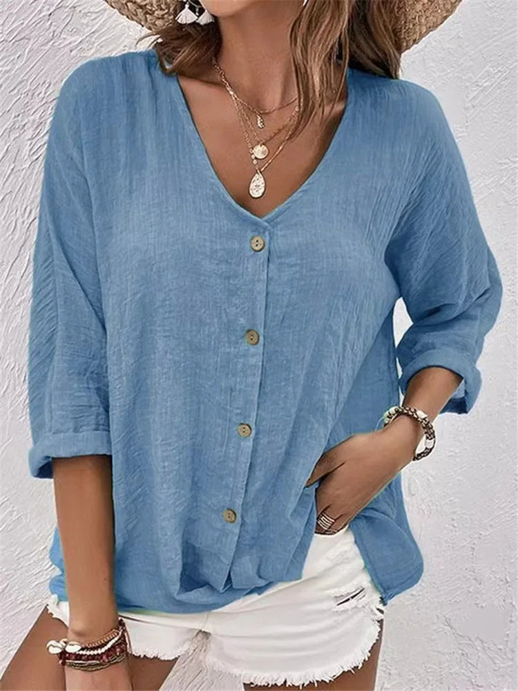 Joyce | Airy Linen Blouse with Buttons