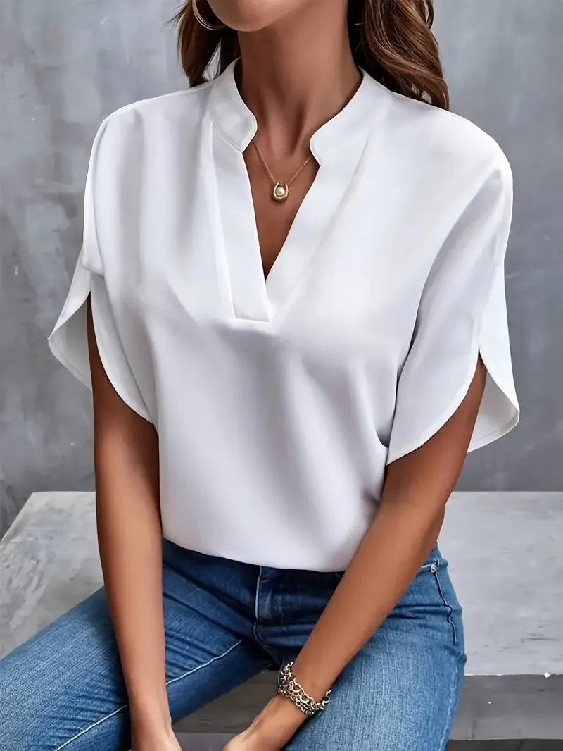 Annemie | Stilig V-Hals Flytende Bluse