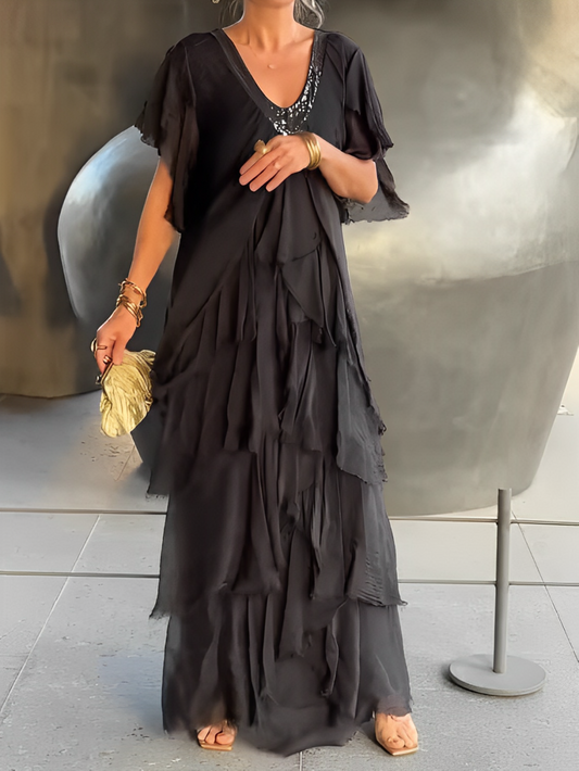 Auriane – Robe longue à décolleté en V