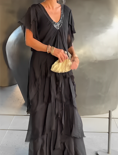 Auriane – Long Dress with V-Neck