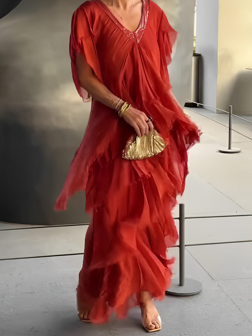 Auriane – Robe longue à décolleté en V