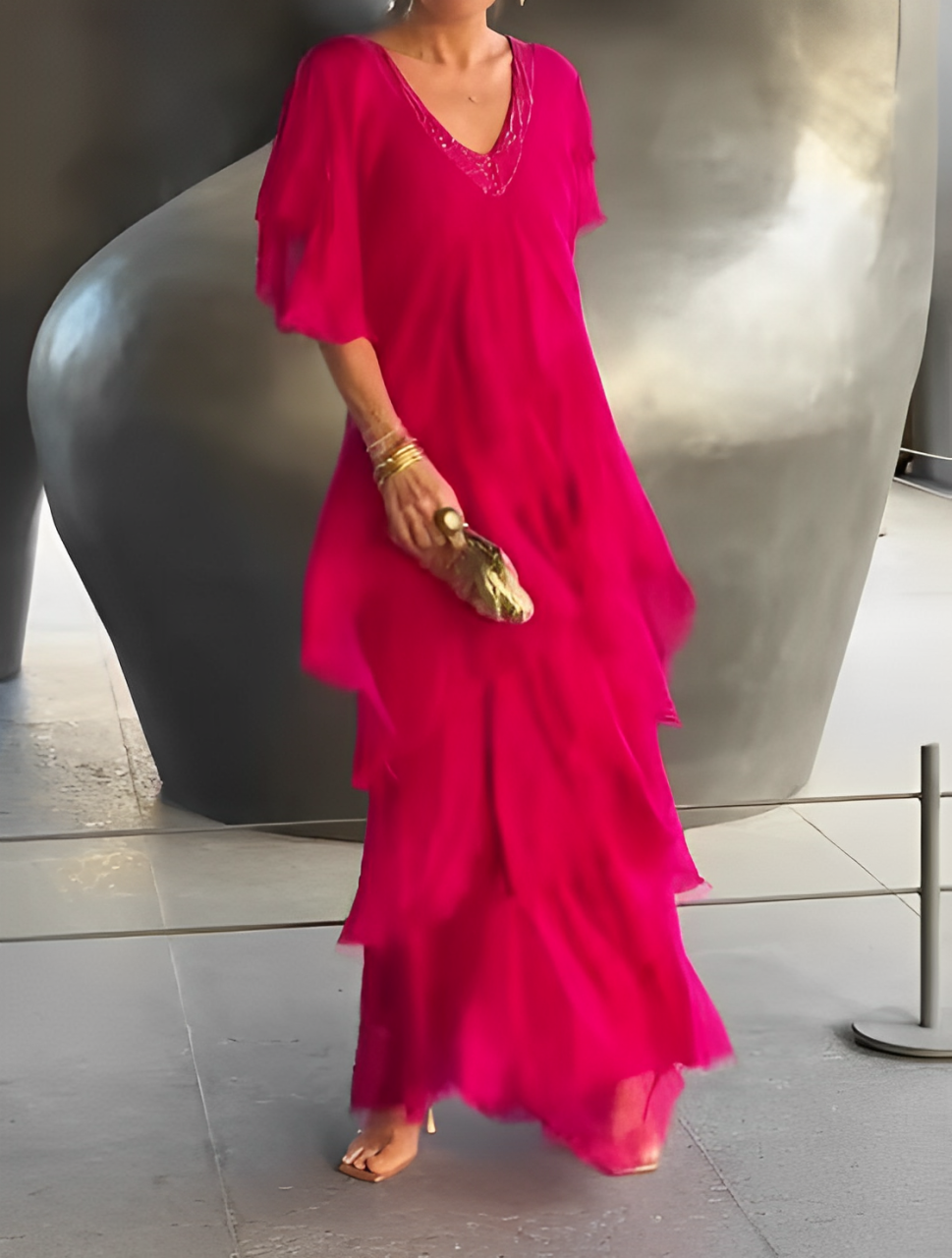 Auriane – Robe longue à décolleté en V