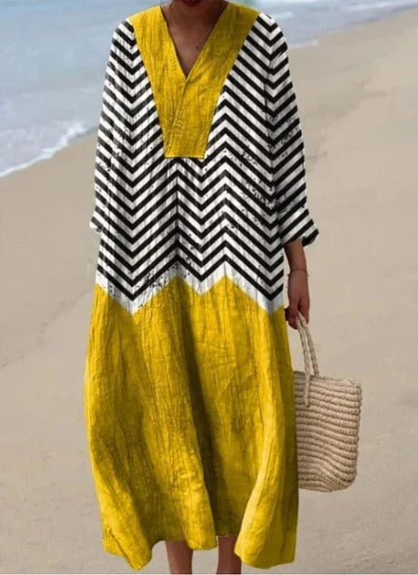 Chiara | Women's Vintage Geometric Pattern Art Print Dress