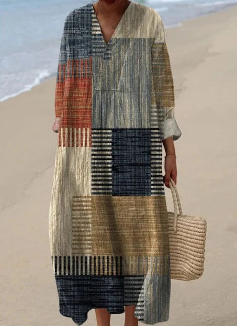 Chiara | Women's Vintage Geometric Pattern Art Print Dress