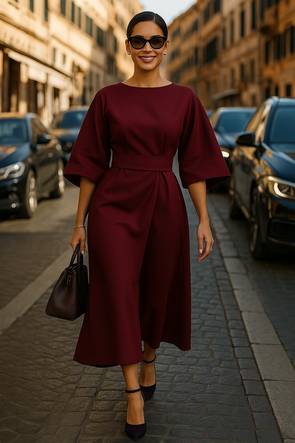Sonia | Robe élégante à manches bouffantes