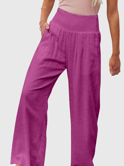Jane | Full Size Smocked Waist Wide Leg Pants