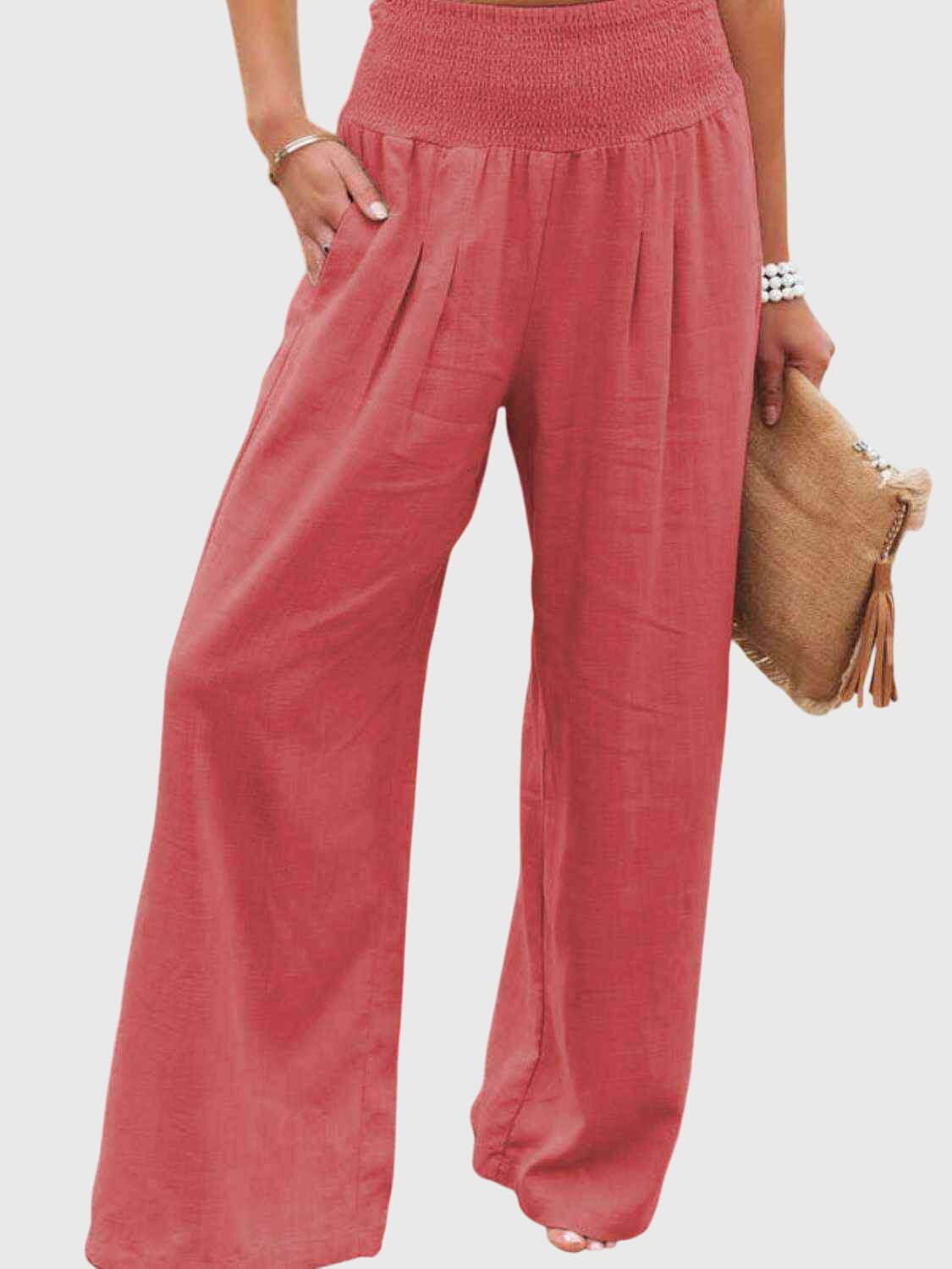 Jane | Full Size Smocked Waist Wide Leg Pants