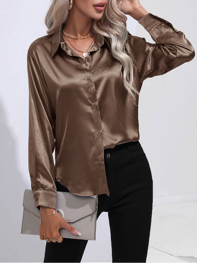 Turid - Sateng Glinsende Komfortabel Knappe Damebluse
