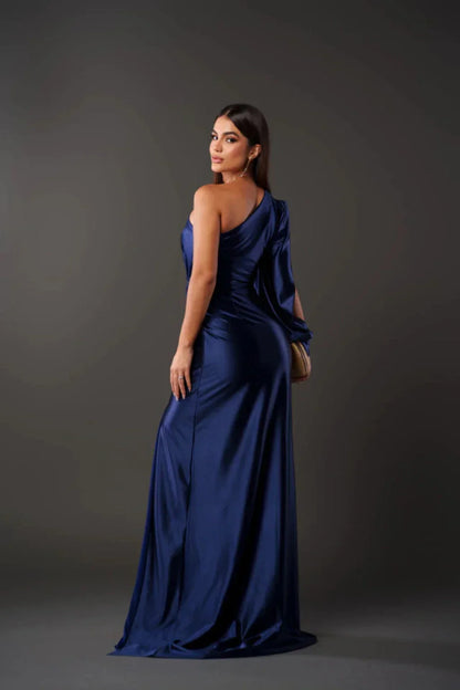 Amélie | Robe satinée à une manche