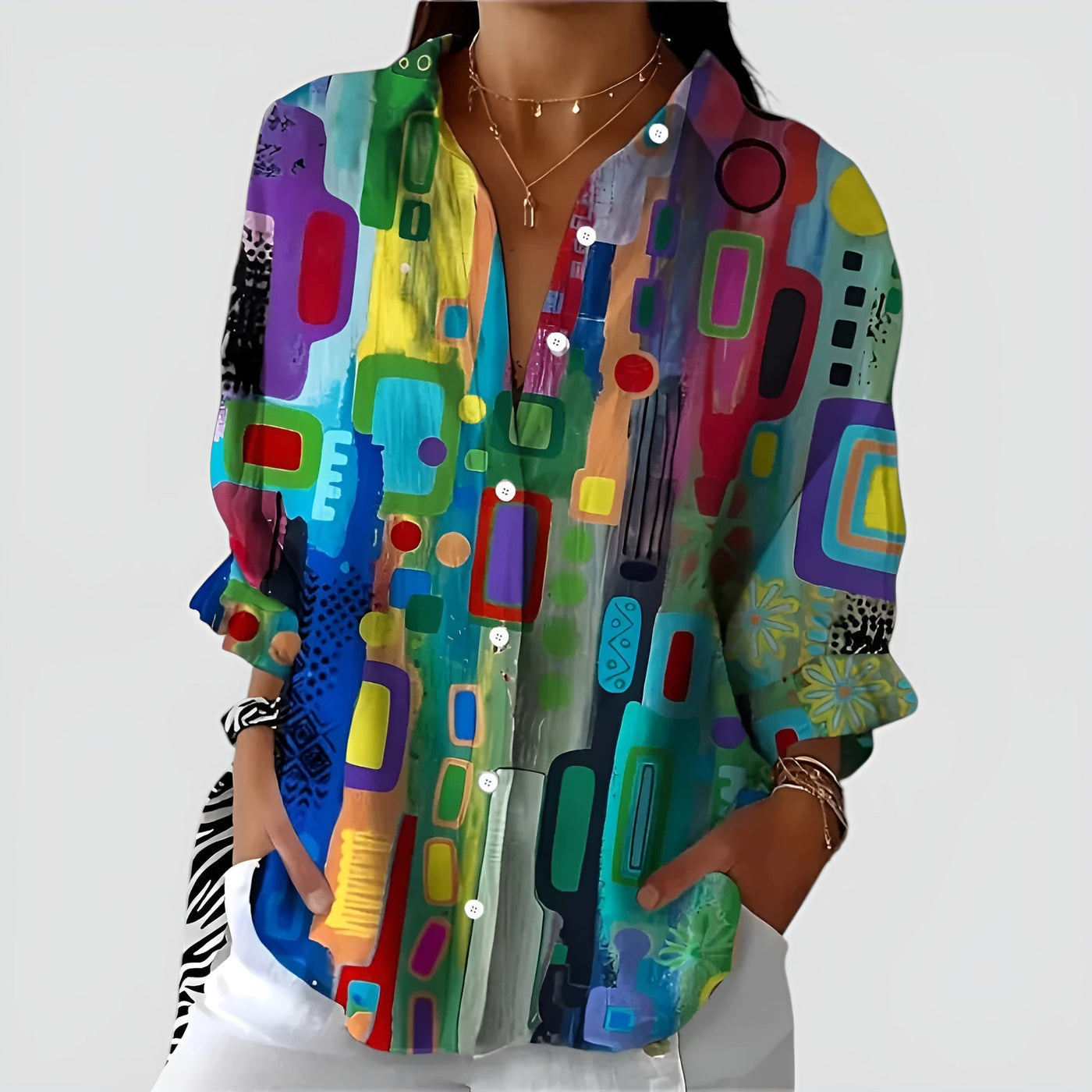 Brenda™ blouse with geometric pattern