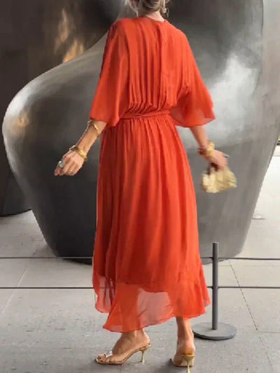 Nina – Robe en mousseline de soie à décolleté en V