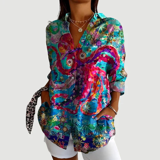 Ida™ bluse med fargerikt design