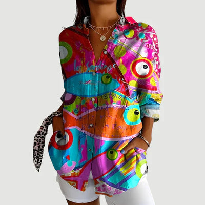 Ida™ bluse med fargerikt design