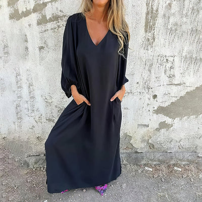 Robe longue bohème avec poches et fente